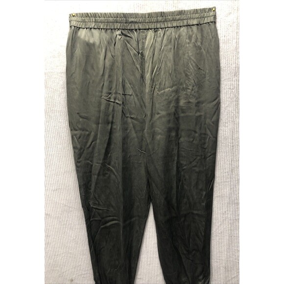 Paige Womens Joggers Size M Army Green Drawstring Zip Pockets 100% Silk - Picture 15 of 16